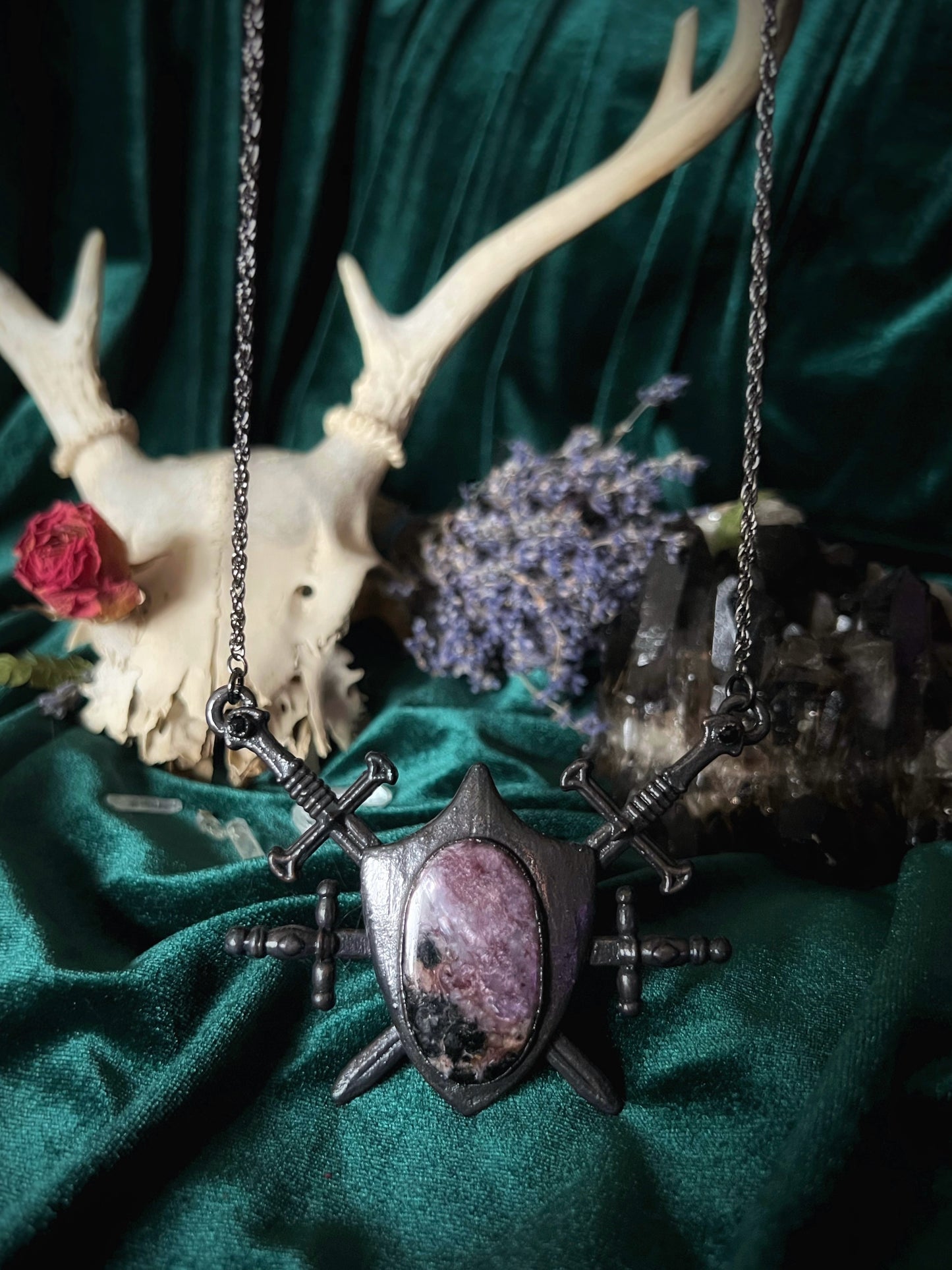 Four of Swords Shield - Charoite