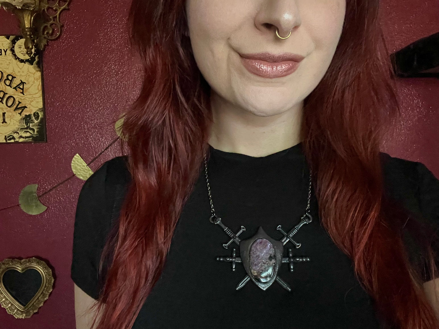 Four of Swords Shield - Charoite