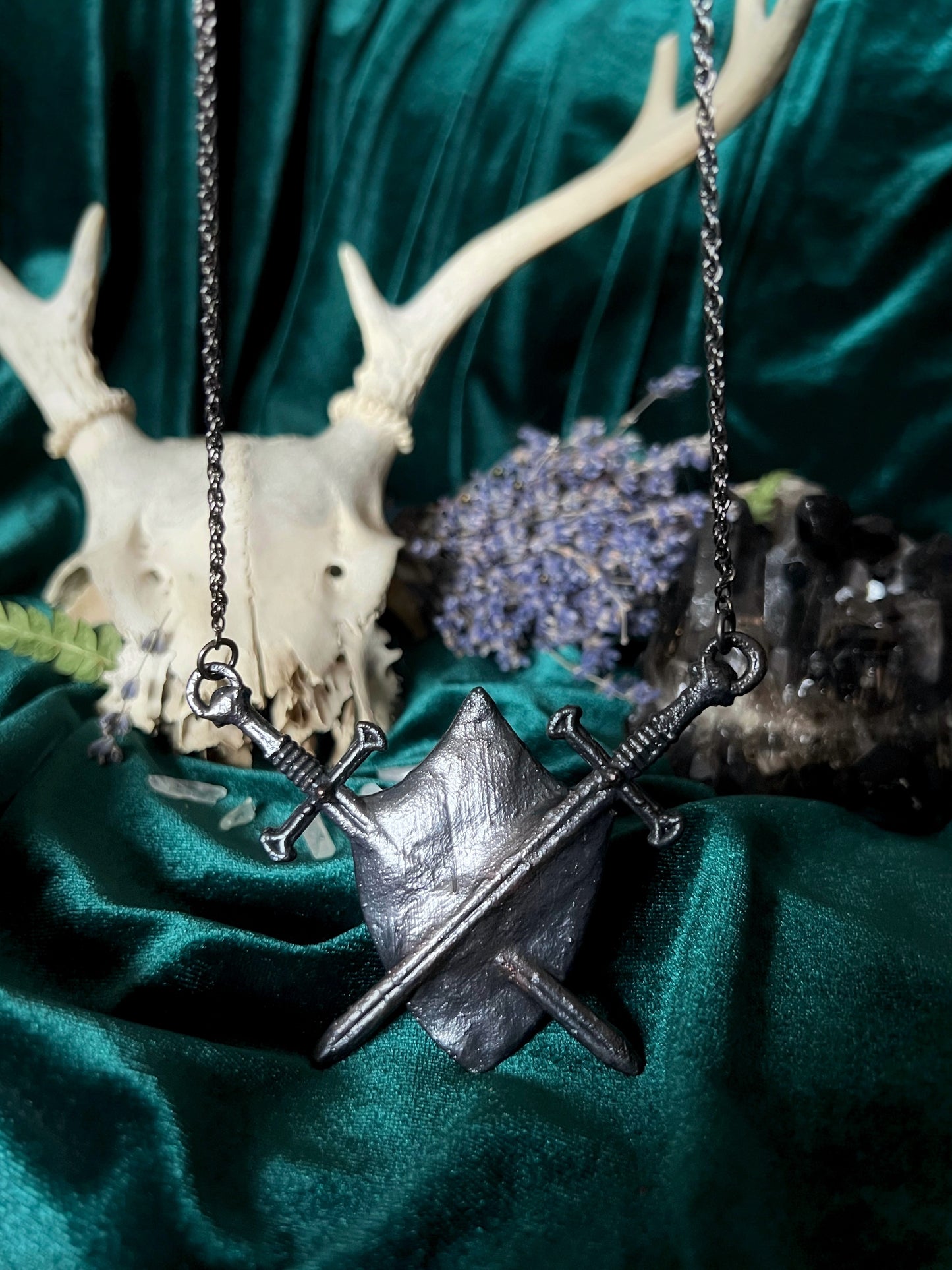 Two of Swords Shield - Copper Sheen Obsidian