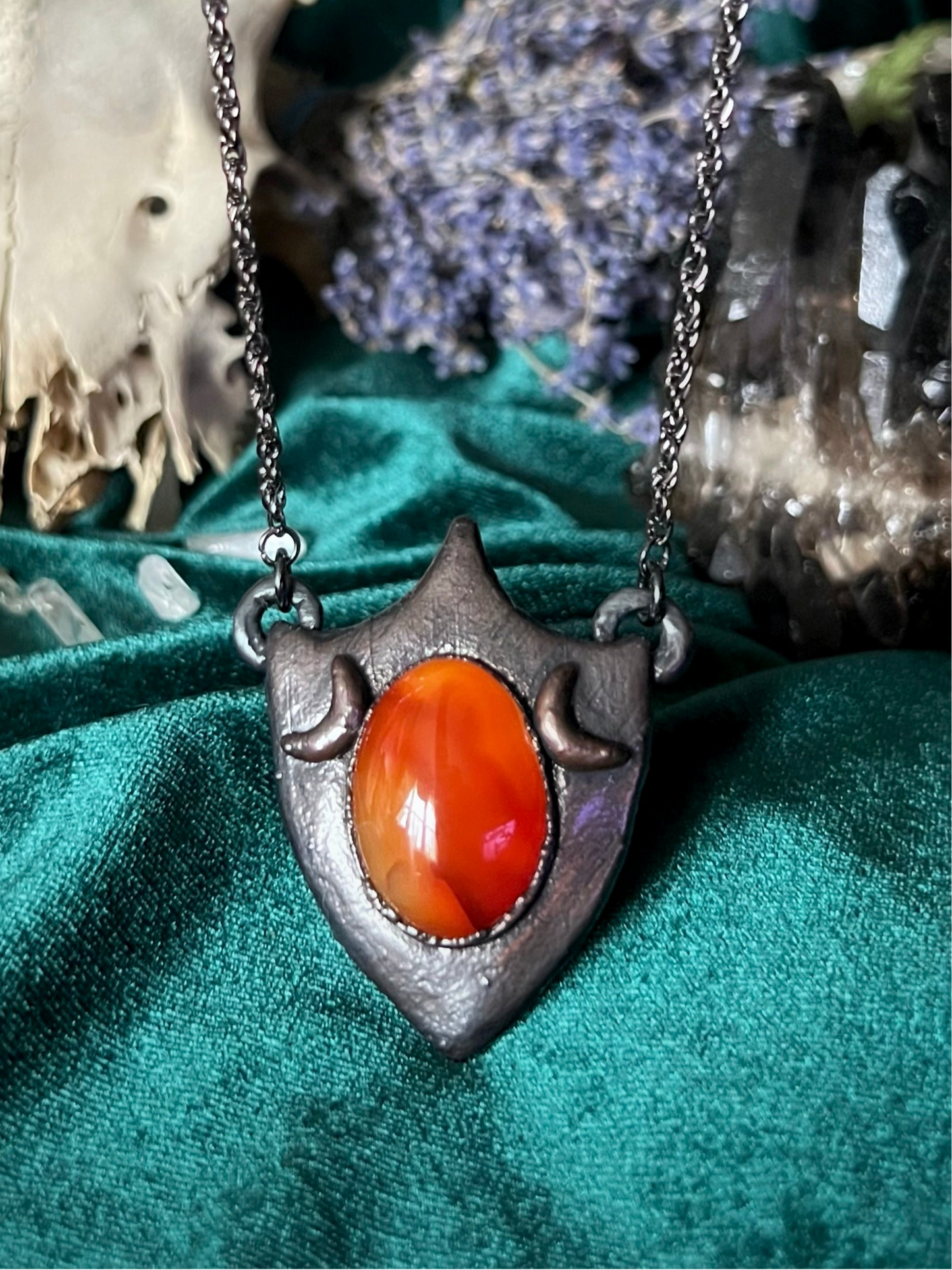 Carnelian Triple Moon Shield