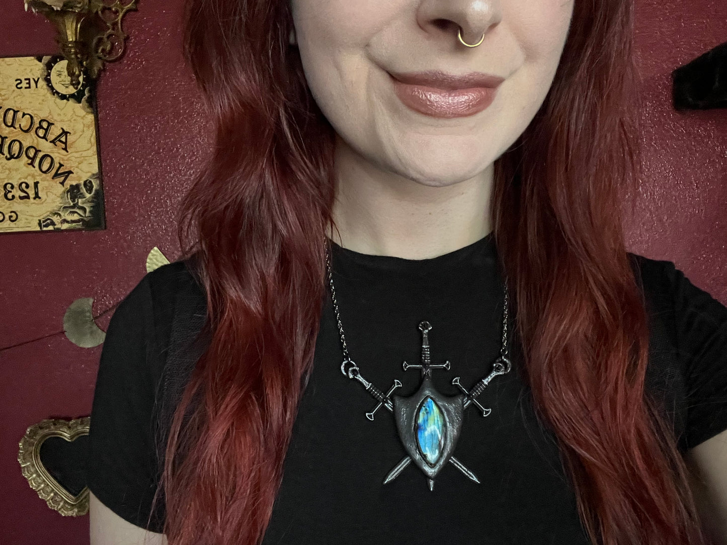 Three of Swords Shield - Labradorite