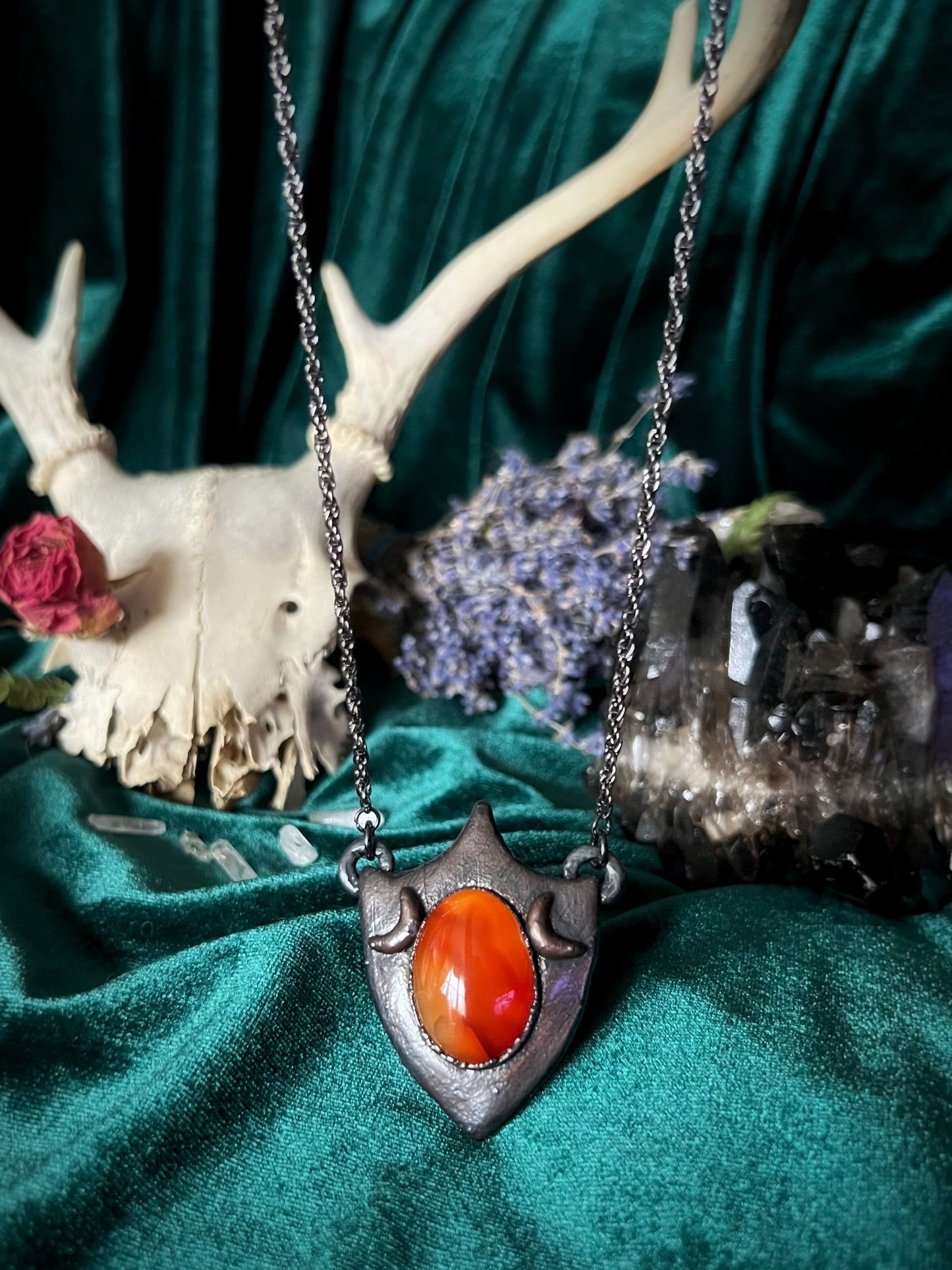 Carnelian Triple Moon Shield