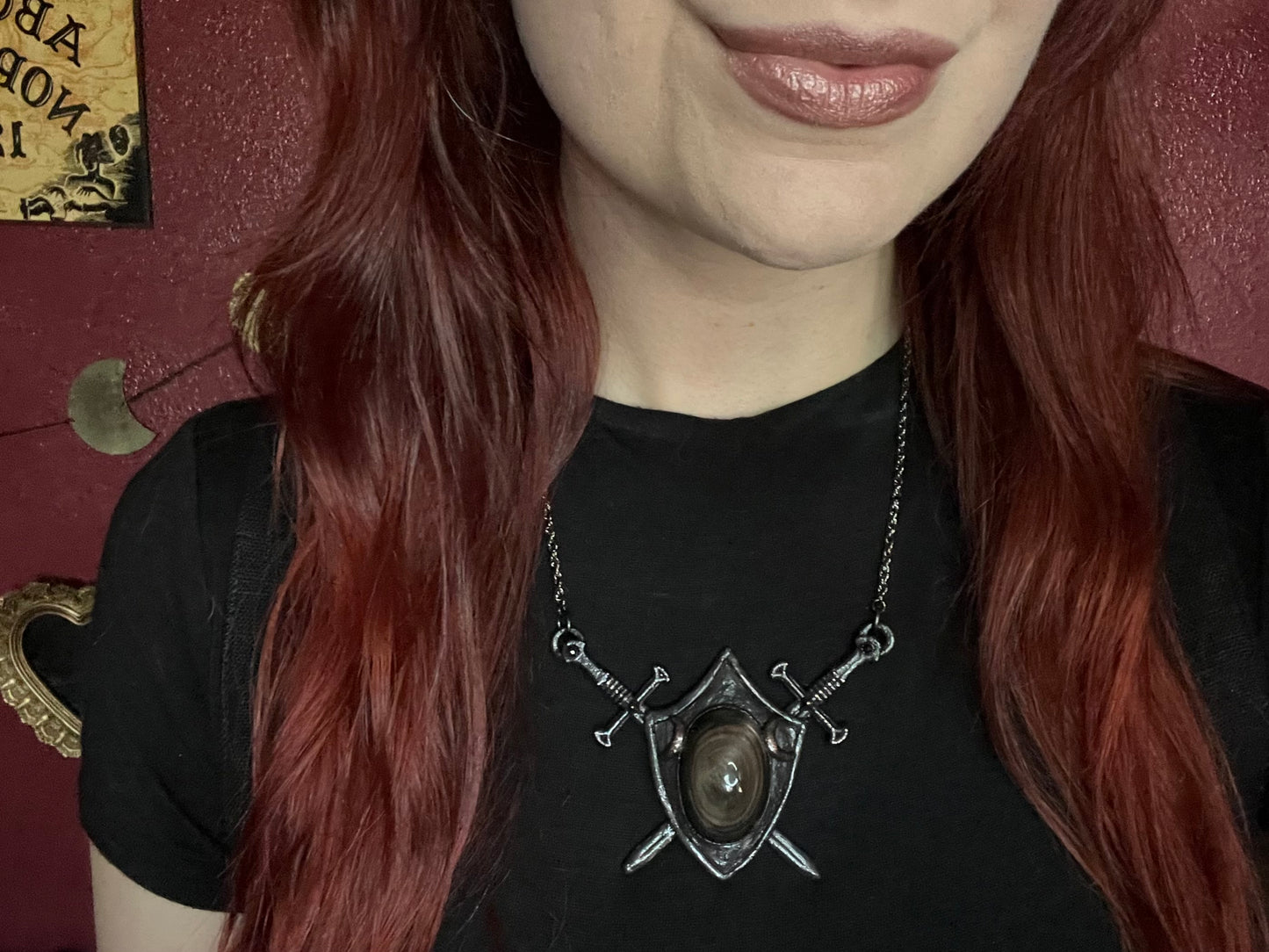 Two of Swords Shield - Copper Sheen Obsidian