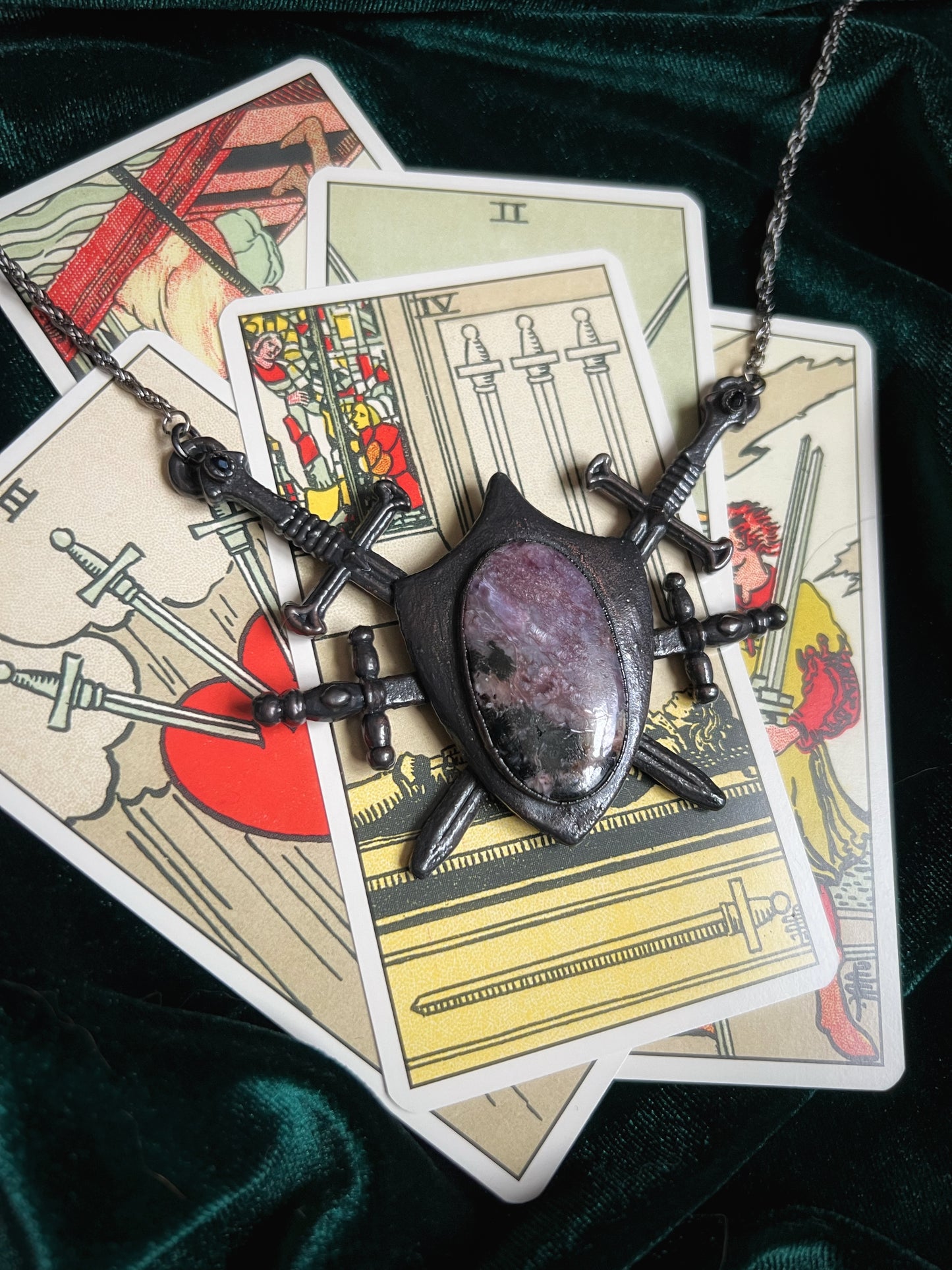 Four of Swords Shield - Charoite