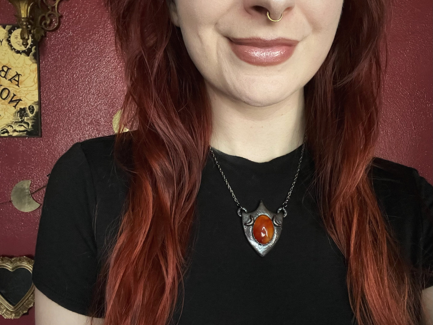 Carnelian Triple Moon Shield