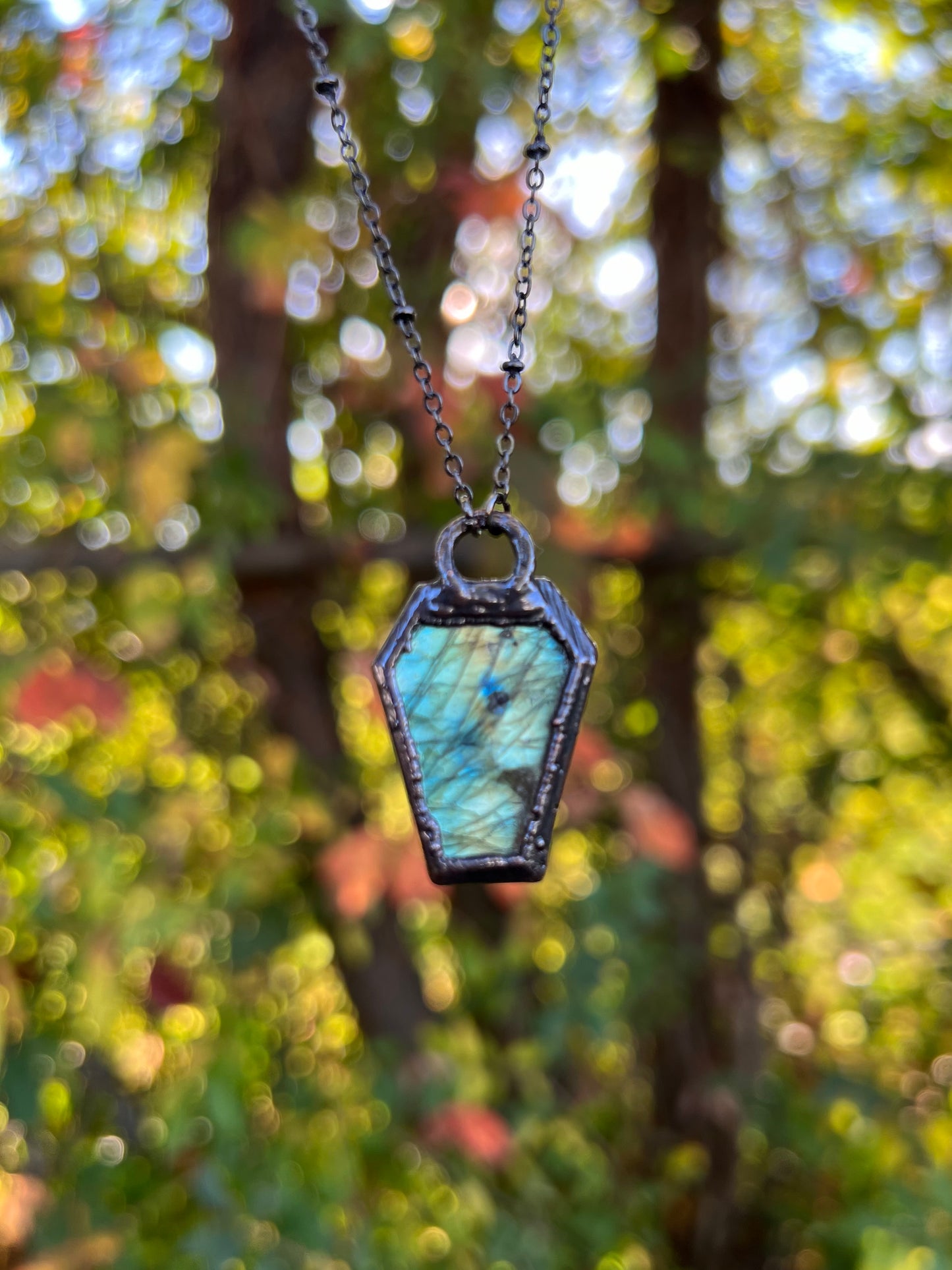 Labradorite Coffin Necklace