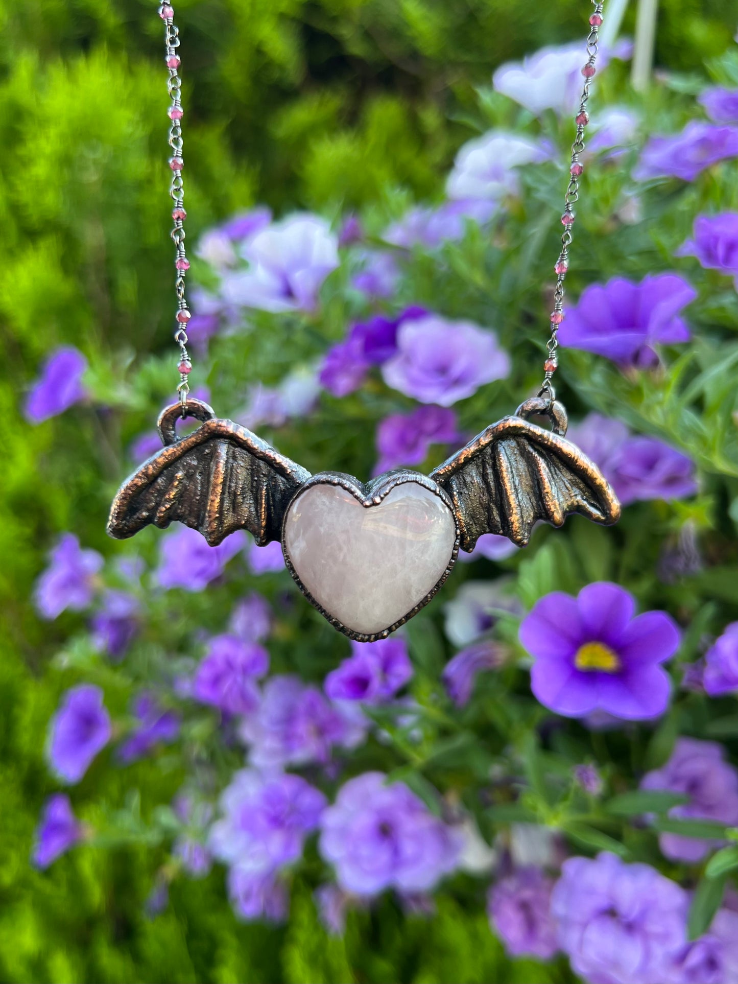 Batty Babe Rose Quartz Heart Necklace