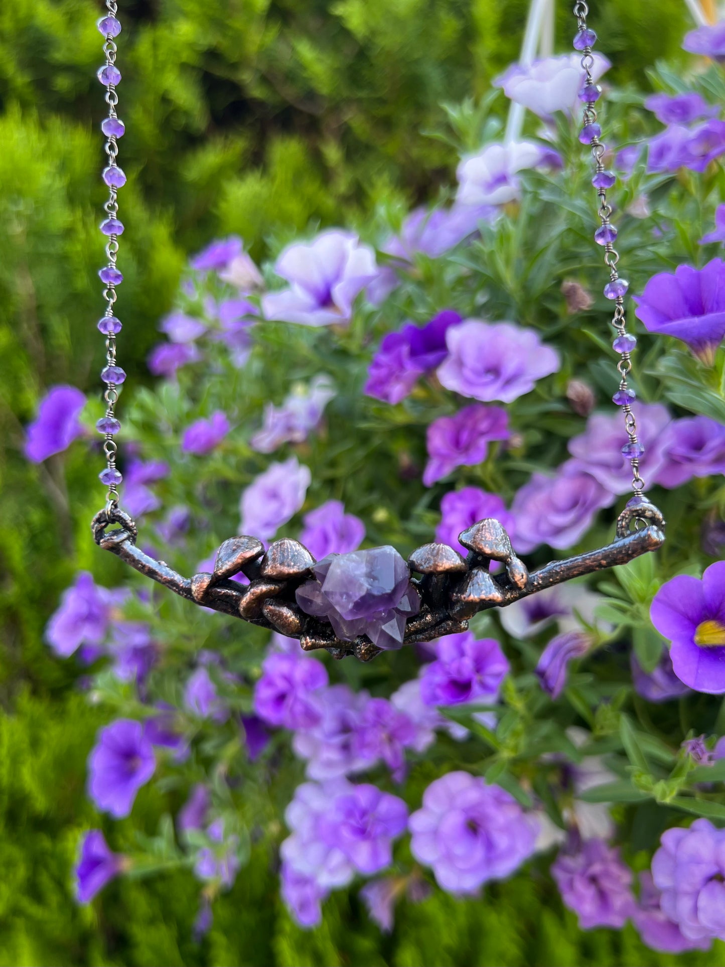 Amethyst Mushroom Branch Necklace