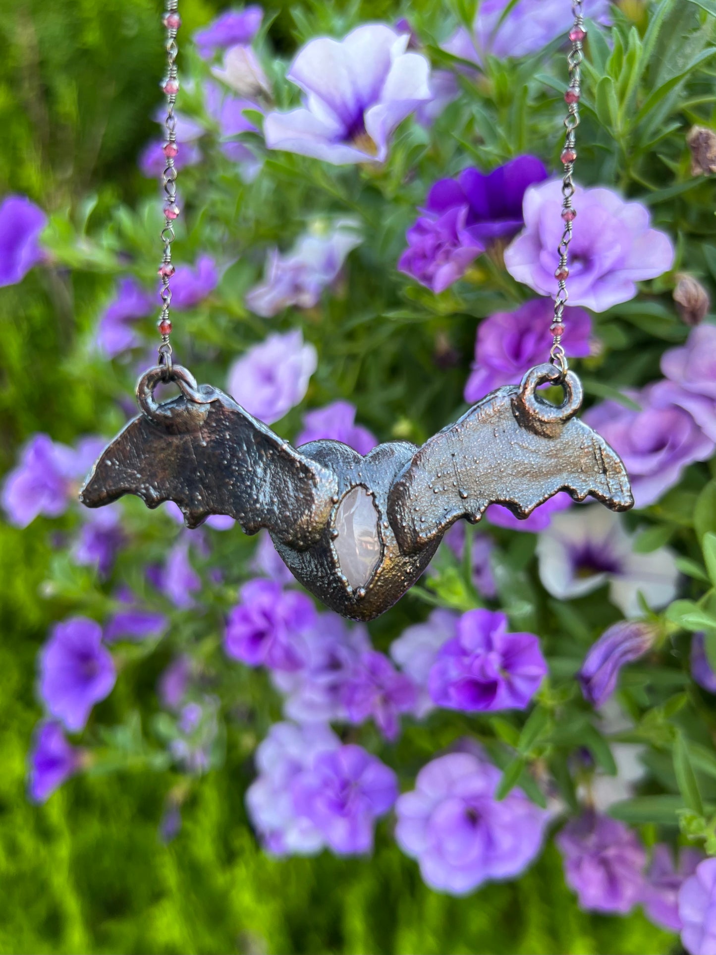 Batty Babe Rose Quartz Heart Necklace