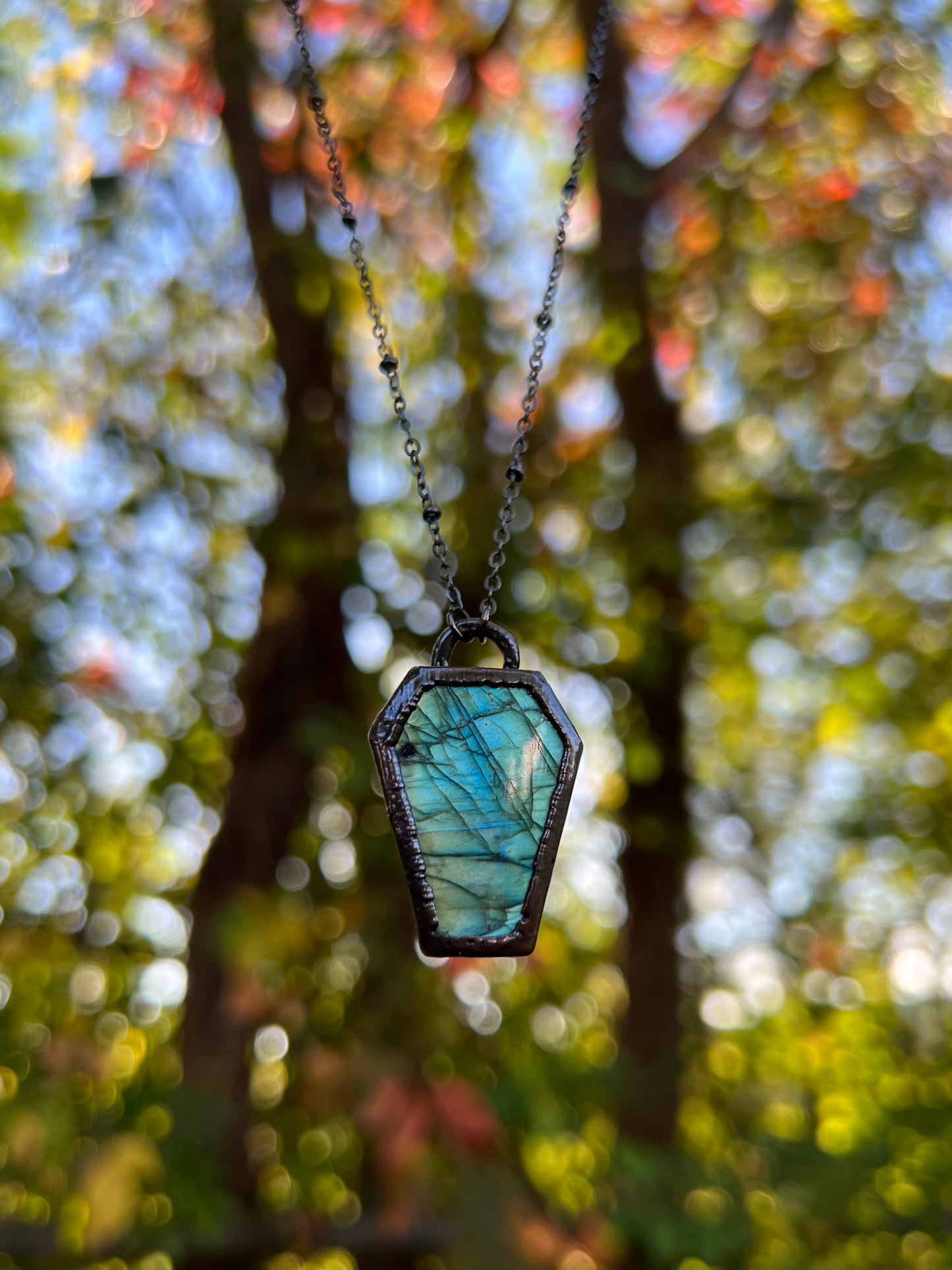 Labradorite Coffin Necklace