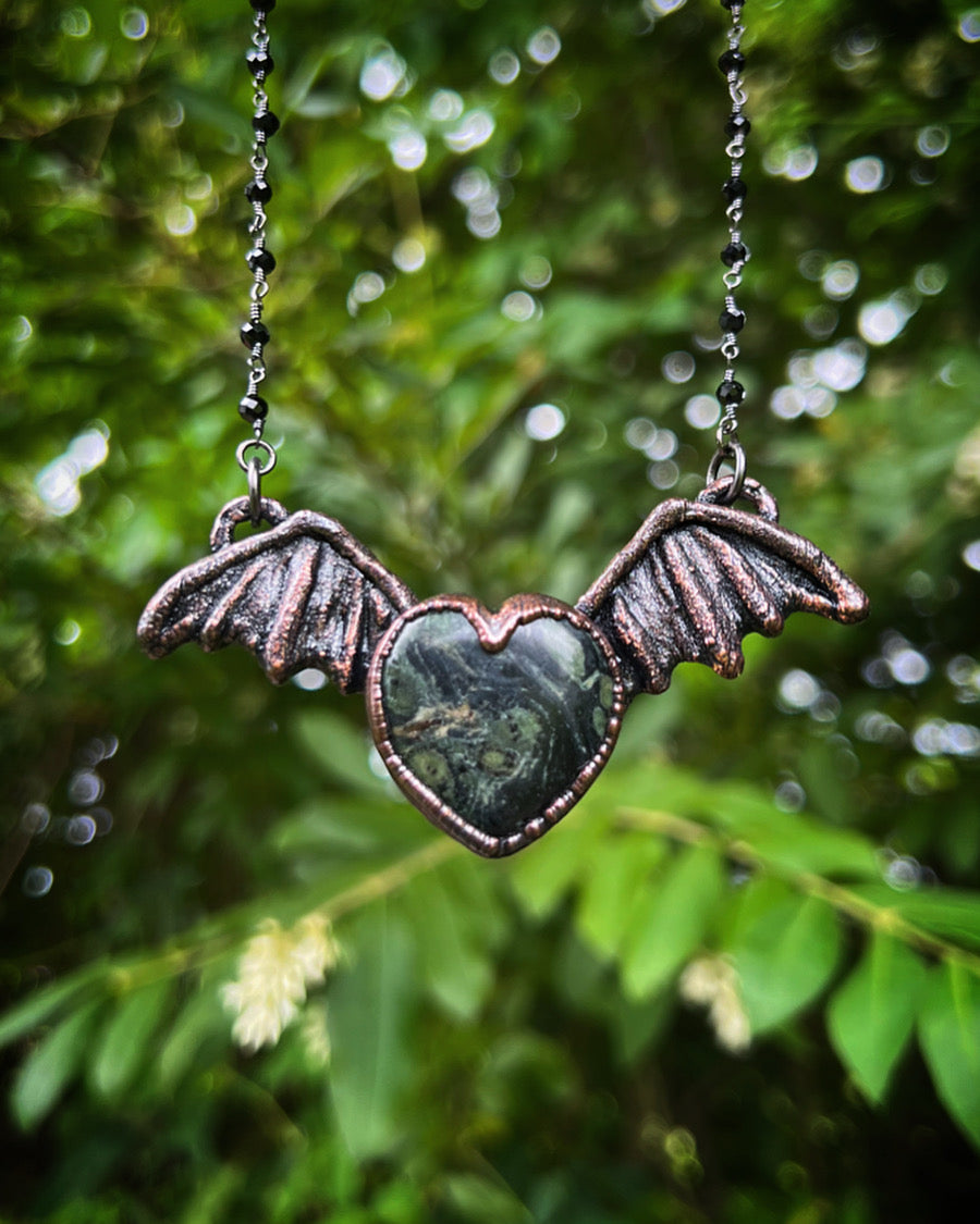 Batty Babe Kambaba Jasper Heart Necklace