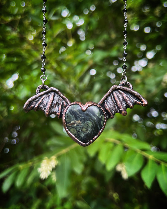 Batty Babe Kambaba Jasper Heart Necklace