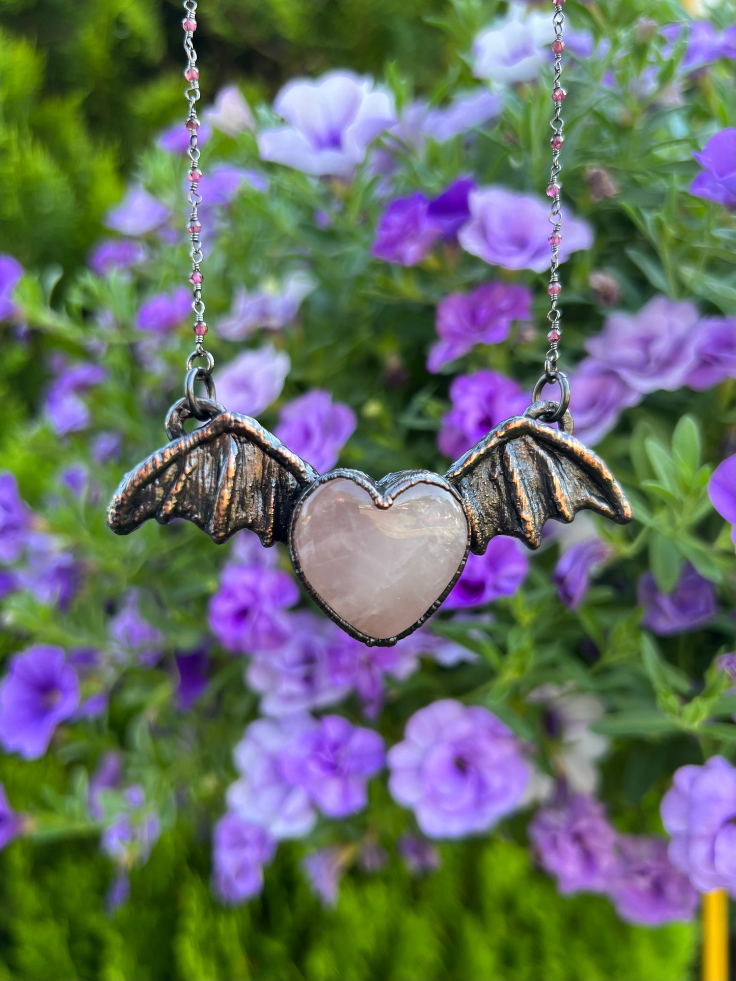 Batty Babe Rose Quartz Heart Necklace