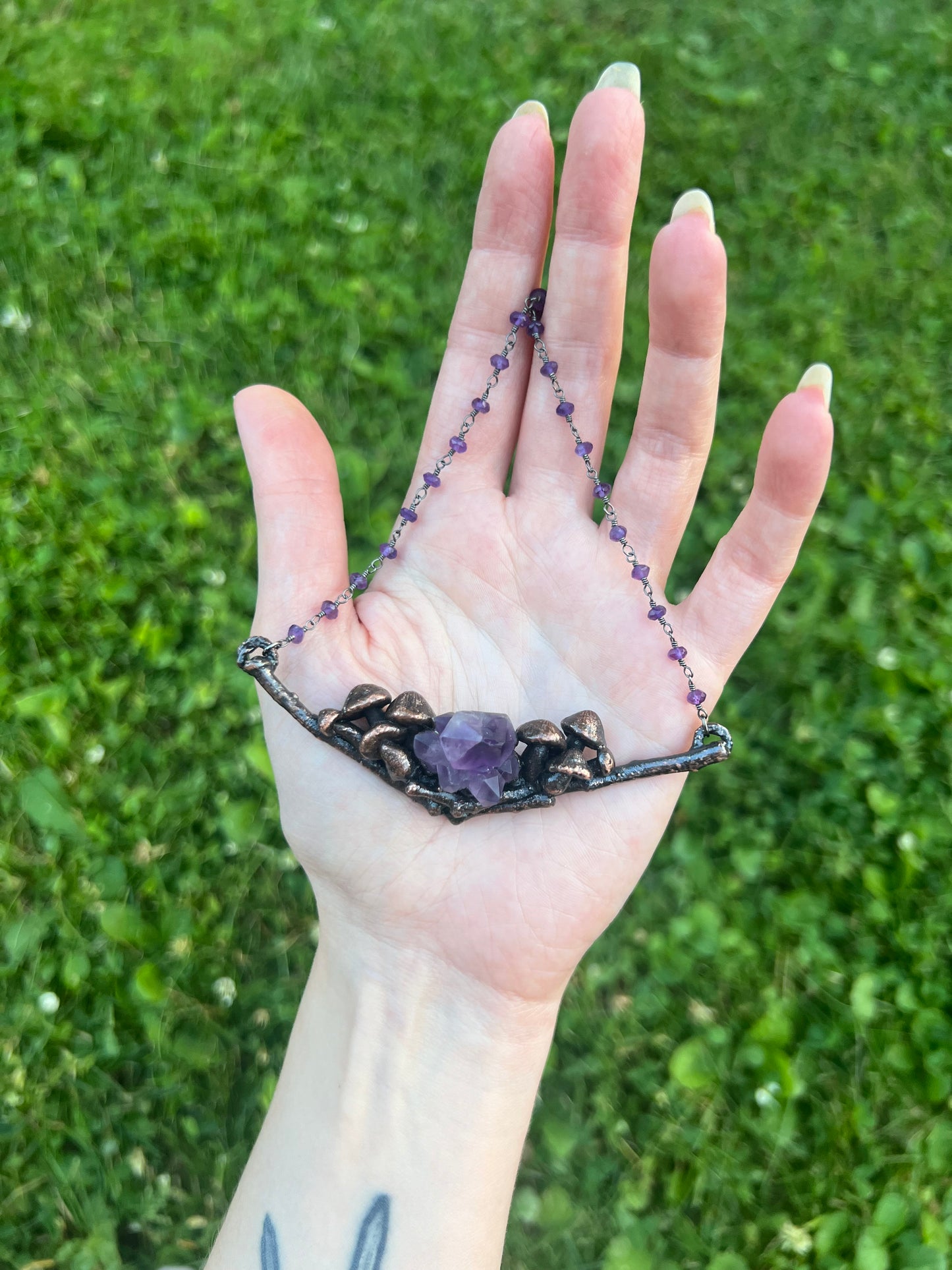 Amethyst Mushroom Branch Necklace