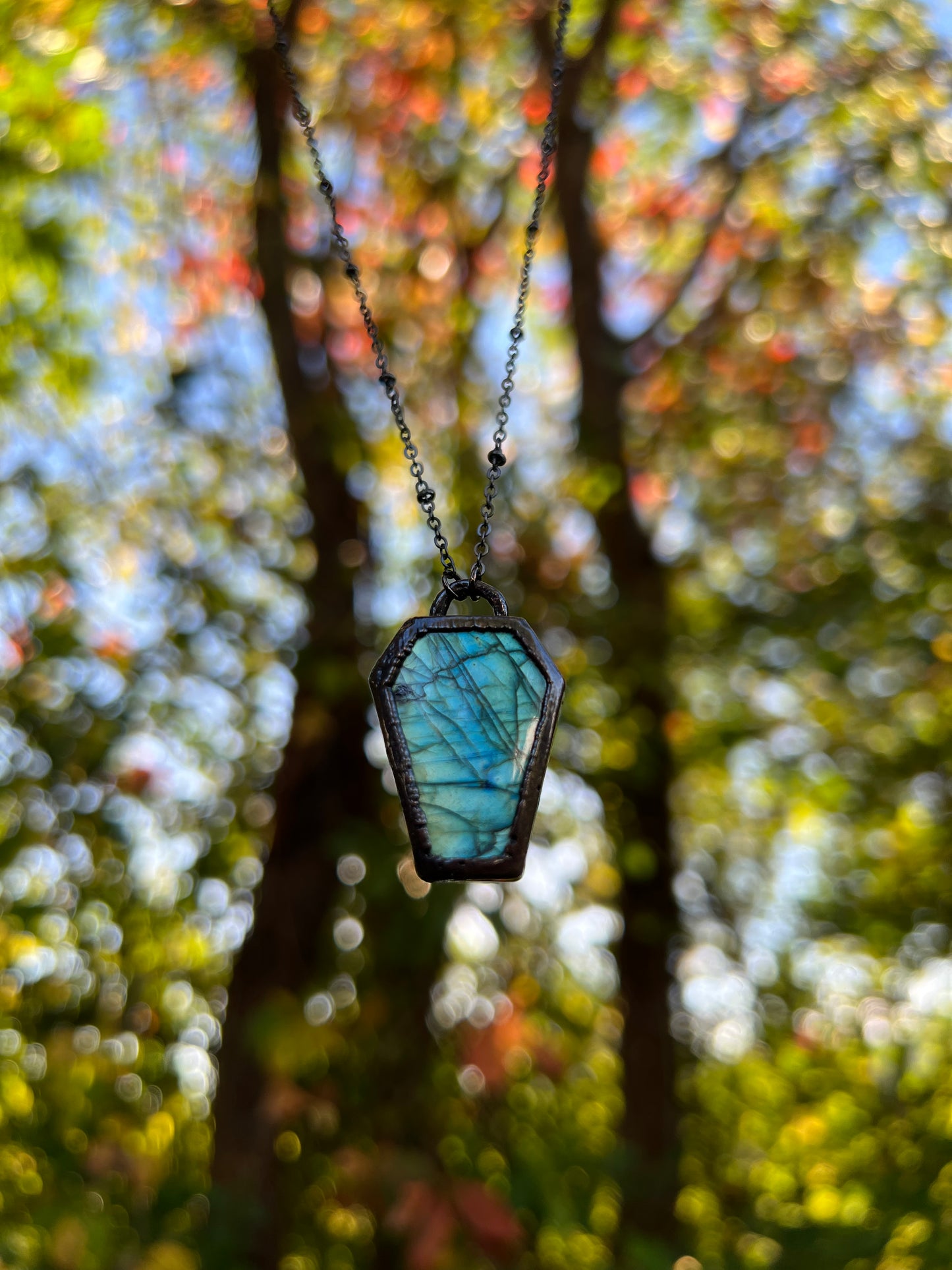 Labradorite Coffin Necklace