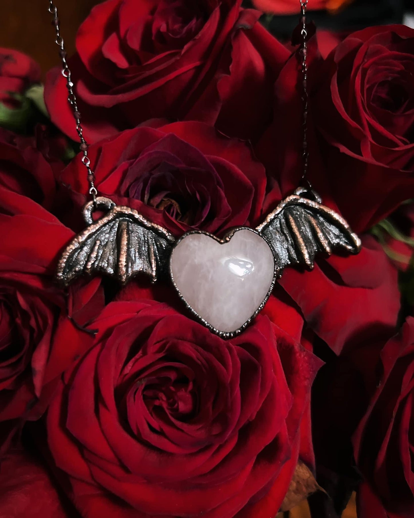 Batty Babe Rose Quartz Heart Necklace